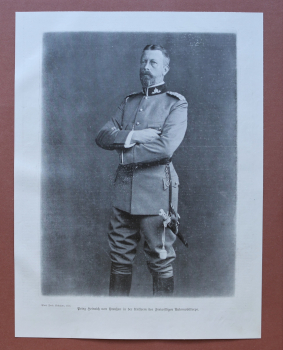 Kunst Druck 1909 Prinz Heinrich von Preußen in der Uniform des freiwilligen Automobilkorps